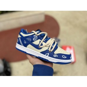 Custom x Dunk Low Retro Lot Blue White Paisley